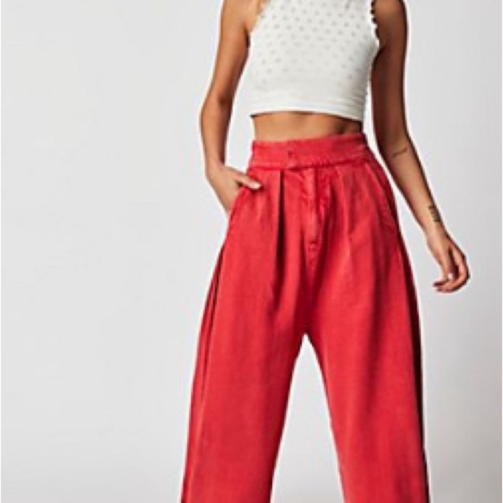 Free People Cool Harbor Wide Leg pants in Coral M